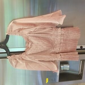 💕CURRENT AIR💕 Smocked Waist Sheer Tulip Sleeve Top ~ Dusty Rose Medium